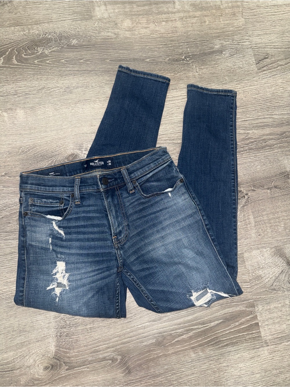 2000s y2k Hollister Dark Indigo Distressed Skinny Jeans